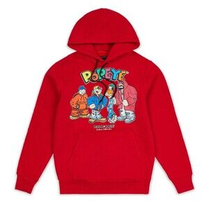 Reason Men's Popeye Crew Red Graphic Print Hoodie Size L